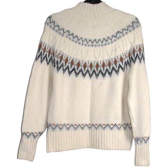 Artelier Nicole Miller Med Mock Neck Fair Isle Ribbed Knit Sweater Pullo… - Picture 6 of 11